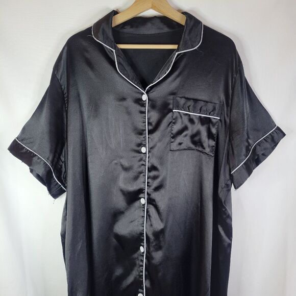 Classic Black Satin Feel Nightshirt - Picture 5 of 13